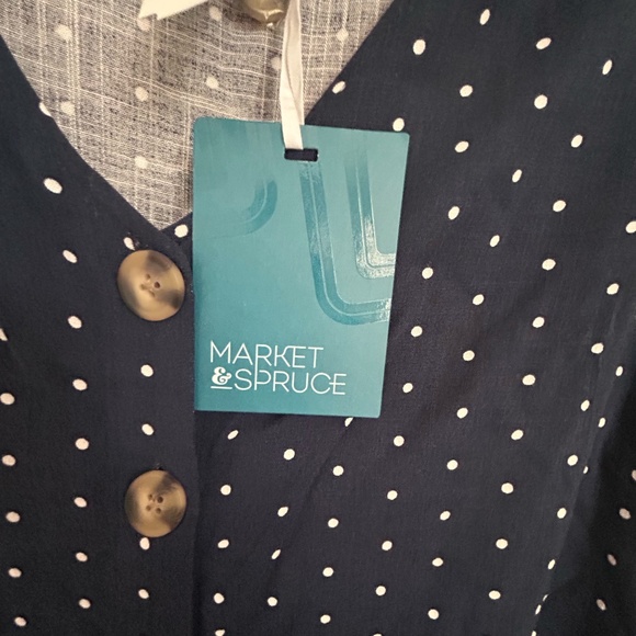 Market & Spruce NWT Petite Navy Button Front Dress - Picture 9 of 10